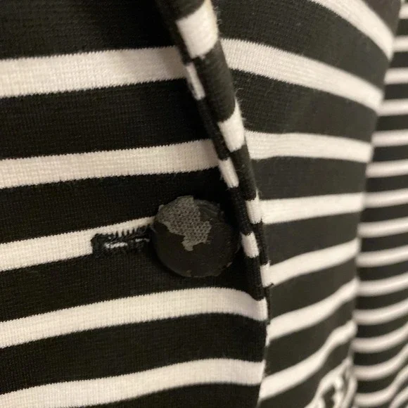 Mossimo Blazer M Womens Black White Striped Business Career Office Jacket Preppy - Picture 11 of 12